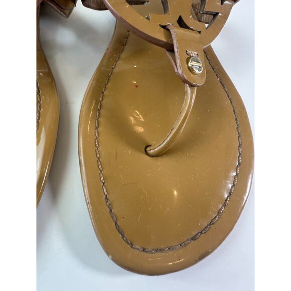Tory Burch Miller Leather Thong Sandals Tan Beige Flip Flops Women's Size 9 M - Picture 4 of 16